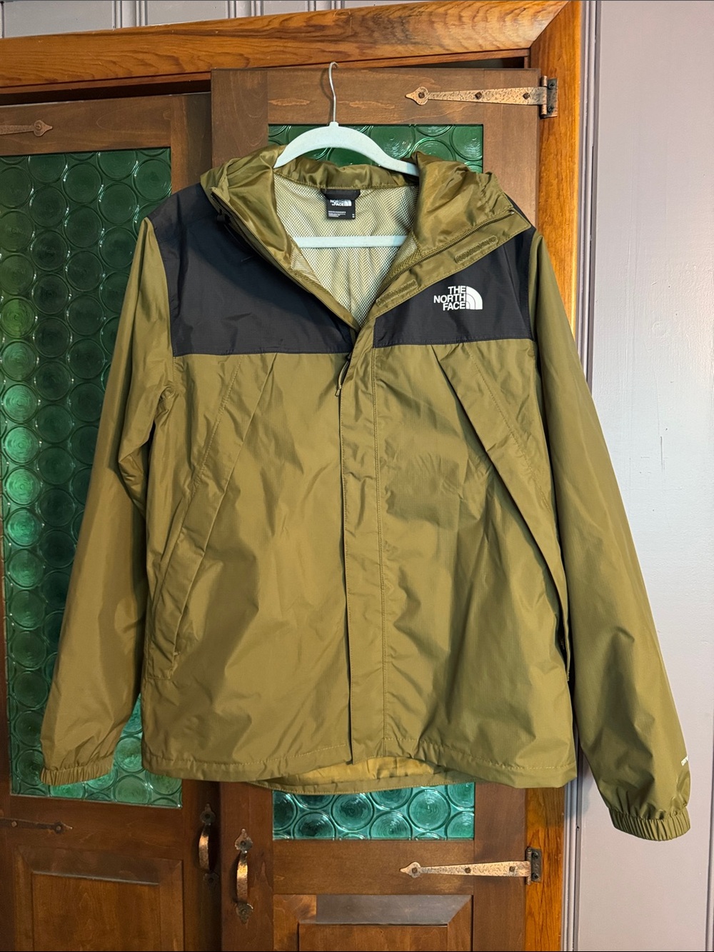 The North Face Olive and Black Hooded Raincoat